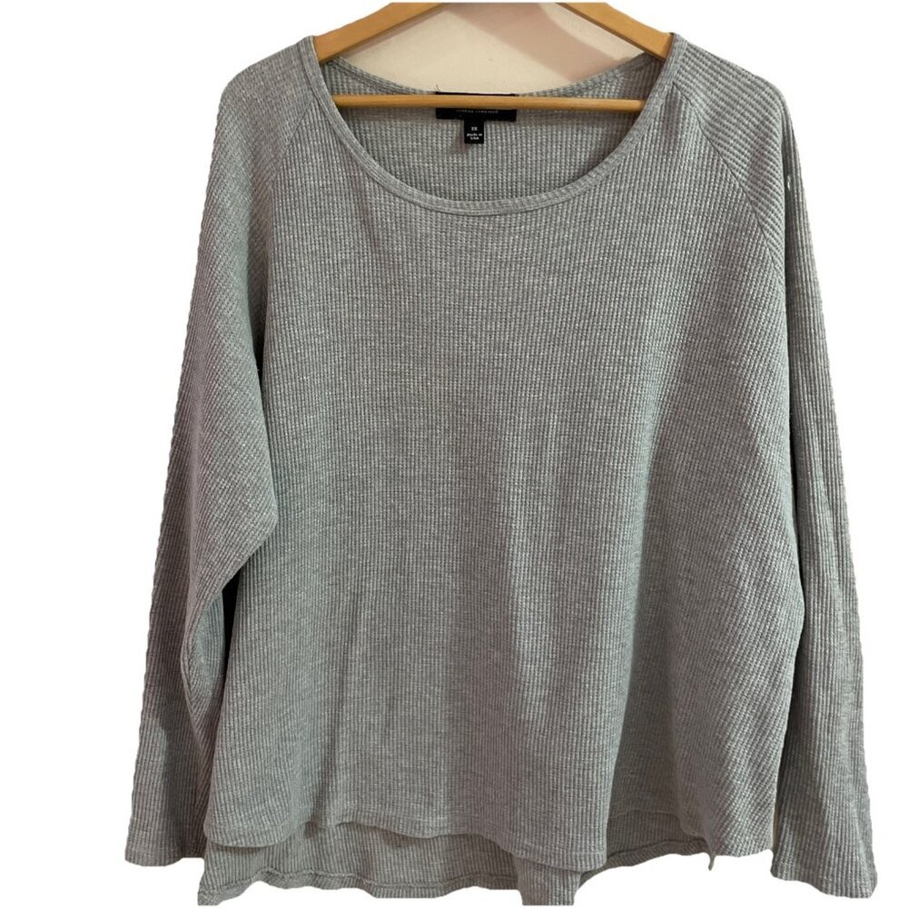 Vintage Monterey Bay Thermal Top Women's Size 2X Gray Waffle Knit Layering USA